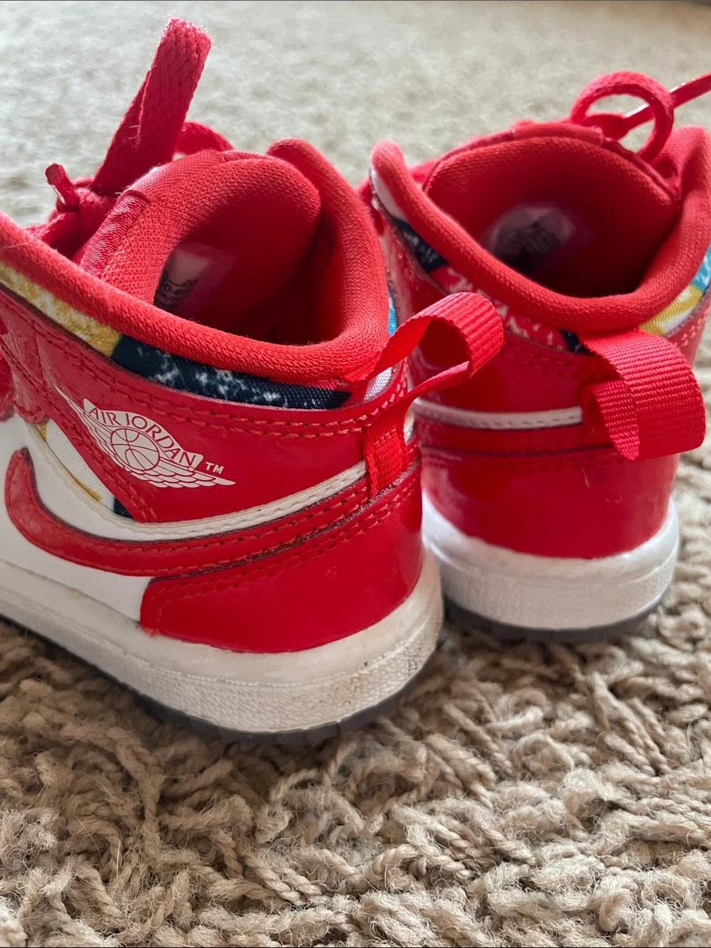 Nike Air Jordan Kids Red and White High-Top Sneakers